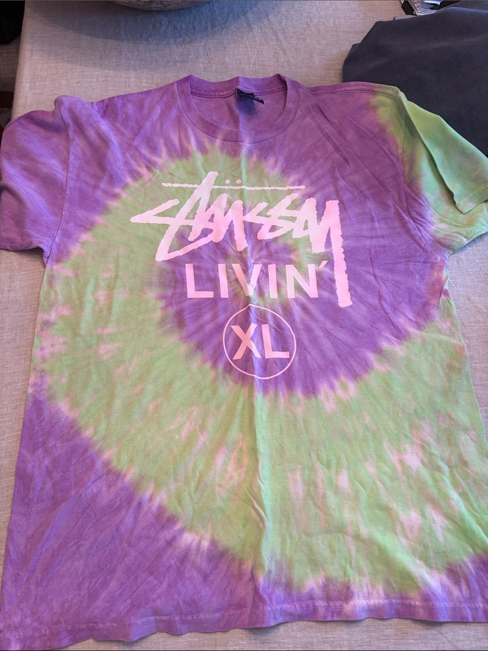 Stussy Tie-Dye 'Livin' Graphic Tee - Purple & Green